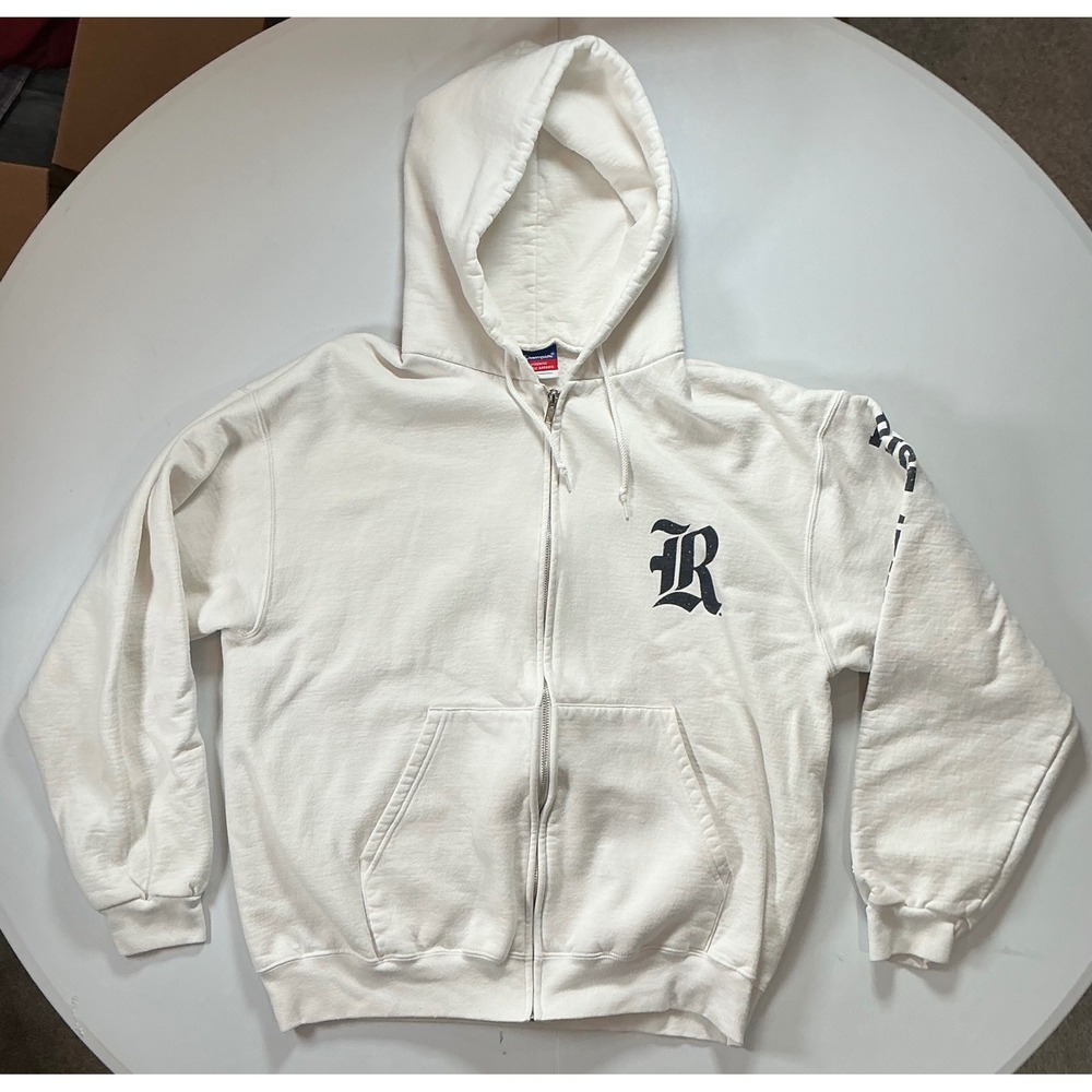 Y2K Champion Rice University Zip Up Hoodie Mens L White Texas Streetwear